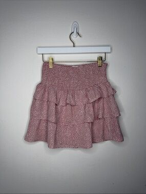 Tiered Ruffle Mini Skirt in Dusty Rose